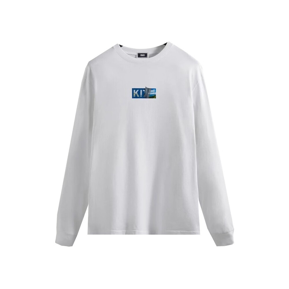 Kith Logo Peel Outdoors Long Sleeve Shirt Tee (FW22) White Blue Mens Size S NWT
